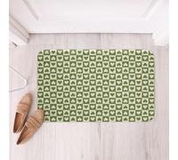 Loussiesd Tapetes de baño modernos con estampado a cuadros, diseño de corazón, accesorios de baño geométricos, color verde, 40,6 x 60,9 cm, microfibra suave