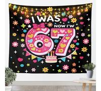 Loussiesd Tapiz de pared con texto en inglés "I was 6 Now I'm 7 Birthday", tamaño mediano de 51 x 59 pulgadas, manta colgante de pared para sala de estar, dormitorio, decoración del hogar
