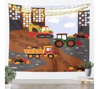 Loussiesd Tapiz de vehículos de construcción, tamaño extragrande, 175,7 x 231,3 cm, excavadora, para colgar en la pared, para decoración de sala de estar, dormitorio