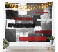 Loussiesd Tapiz rojo y negro vintage abstracto para pared, tamaño XL, 175 x 231 cm, para sala de estar, dormitorio, color rojo, desordenado, óxido, manta para colgar en la pared, arte moderno grunge