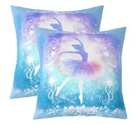 Loussiesd The Dancing Girl - Fundas de almohada de 50 x 50 cm, color azul brillante, decoración de dormitorio, estrellas, transpirables, suaves, para mujeres y hombres