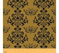 Loussiesd The Yard - Tela de tapicería de damasco dorado para sillas, 276 x 150 cm, tela gótica de la muerte, jacquard vintage, floral, bohemio, gótico, calavera, para proyectos de bricolaje en el