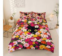 Loussiesd Welcome - Juego de funda de edredón con diseño de gato campesino, tamaño Super King, para niños y niñas, divertido juego de ropa de cama transpirable y suave, 3 piezas, decoración de