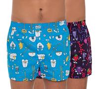 Lousy Livin Set de 2 calzoncillos tipo bóxer azul y morado con diseño, Azul, lila., M