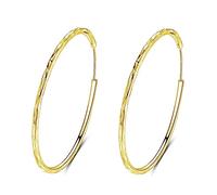 Loutade Silver Hoop Earrings for Women, 925 Sterling Silver Large Hoop Earrings, Lightweight Big Round Huggies Earrings, Hypoallergenic Shiny Starburst Circle Endless Silver Earrings (40/50 / 60mm)