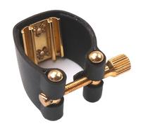 Louttary 1 pieza accesorios para saxofón alto saxofón tornillo de hoja accesorio negro cierre compacto ligaduras boquilla de cuero PU + piezas de metal negro y oro