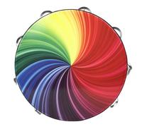 Louttary 10 instrumentos de percusión de doble fila Jingle Pandereta Handbell Clap Drum Bell para adultos, estilo colorido, fácil de usar, multicolor