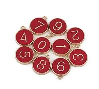 Louttary 10 Piezas de FabricacióN de Joyas, Letra de, Aceite, Esmalte de Doble Cara, NúMero, Primer, Pulsera Hecha una Mano DIY, Colgante Rojo