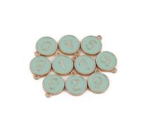 Louttary 10 Piezas de FabricacióN de Joyas, Letra de, Aceite, Esmalte de Doble Cara, NúMero, Primer, Pulsera Hecha una Mano DIY, Colgante Verde