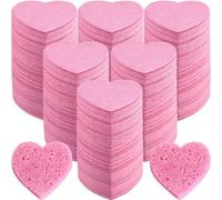 Louttary 100 Esponjas Faciales Comprimidas Esponjas Faciales en Forma de Corazón para Limpieza Almohadillas de Esponjas de Limpieza Naturales