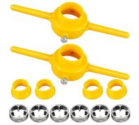 Louttary 12 herramientas de roscado para PVC, enhebrador de tuberías, juego de herramientas sanitarias, juego de roscado redondo reutilizable para tubos de PVC + 1/2, 3/4, 1 terraja