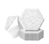 Louttary 12 Pack Self Adhesive Acoustic Panels, 14 x 12 x 0.4inch Soundproof Panels, Hexagon Sound Absorbing Panels Silver Grey