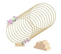 Louttary 12 Piezas de Tiras de Centro de Mesa de Anillo Floral de Metal de 8 Pulgadas 12 Soportes de Madera para Decoración de Mesa DIY para Colgar en la Pared