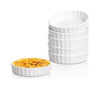 Louttary 140 g crema Brulee moldes redondos acanalados para quiche, molde para tarta, moldes para hornear, soufflé, 6 unidades