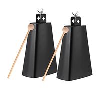 Louttary 2 x 8 pulgadas, manual de percusión cowbell con palillos de madera para el juego de tambores, deportes, casa, granja, negro