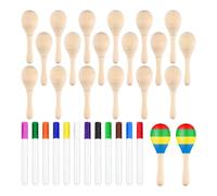 Louttary 20pcs DIY -Maracas para niños, Mini Maracas para Fiesta Mexicana Regalos de Fiesta con 12 Lápices Multicolores,