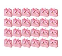 Louttary 24 Pack Small Thank You Gift Bag Favor Bags Treat Boxes with Gold Bow Ribbon, Paper Gift Bags,E