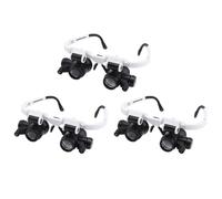 Louttary 3 Lupas de Joyería para Microscopio Montadas en la Cabeza con Luz LED, Lupa de Aumento 8X/15X/23X, Herramienta de Reparación
