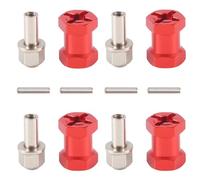 Louttary 4 adaptadores de 12 mm para eje de rueda hexagonal de 17 mm para 1/10 RC Car Crawler SCX10 D90, color rojo