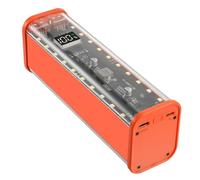 Louttary 8 Ranuras 18650 Estuche para Banco de Energía DIY Estuche para Banco de Energía de Carga Rápida Pantalla Digital de Gran Capacidad Almacenamiento de Batería Naranja
