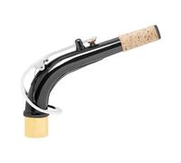 Louttary Accesorio de Cuello Curvo para SaxofóN Alto, Corcho MetáLico con Pieza de Repuesto con Acabado Niquelado Negro, Plateado