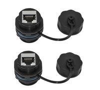 Louttary Acoplador de Montaje en Panel RJ45 de 2 Piezas, Conector Pasante LAN Ethernet de Montaje en Panel Industrial Blindado IP68 para CAT6/CAT5E/CAT5