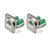 Louttary Adaptador de Terminal de Tornillo de Montaje en Panel RJ45 de 2 Piezas, Conector de Montaje en Panel Hembra RJ45/8P8C, Extensor de Terminal Sin Soldadura RJ45