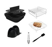 Louttary Air Fryer Silicone Form Canasta Set Square Air Fryer Grill Accesorios Reutilizable Air Fryer Form Negro