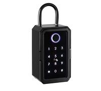 Louttary Armario de llaves con código de aleación de zinc negro para interior y exterior, caja fuerte con huella dactilar para casa, garaje, oficina (Bluetooth)