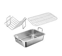 Louttary Bandeja de horno de acero inoxidable, rejilla multifuncional, estante refrigerador extraíble, juego de bandeja, pastel, hornear, pavo, asador, sartenes, duraderas, 40 x 30 x 10 cm
