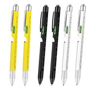 Louttary Bolígrafo multiherramienta 9 en 1 para luz LED, lápiz, destornillador, estufa, regla, nivel de burbuja, regalo para 6 unidades