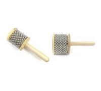 Louttary Cabasa de madera con acero inoxidable, instrumento de percusión manivela a mano con cuentas de metal para música de banda para adultos, fácil de instalar y usar.