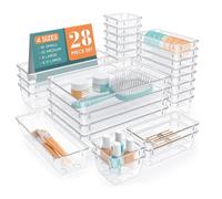 Louttary Caja de almacenamiento de plástico transparente para cajones de escritorio, para cosméticos, joyas, utensilios de cocina