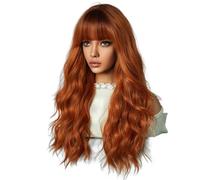 Louttary Calabaza Naranja Cabeza TeñIda 64 cm Peluca Mujer Cabello y Rizado Grande Cabello Rizado Cabeza Entera Conjunto Completo Peluca Natural