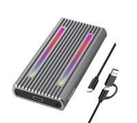 Louttary Carcasa SSD USB C de Protocolo Dual M2 NVMe Caja SSD PCIe de 10 Gbps Caja de Disco SSD M.2 NVMe NGFF SATA de 5 Gbps con Luz LED RGB