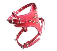 Louttary Chaleco de arnés para perro de piel tachonada con puntas para pequeñas razas, arnés para perro, collar para perro, 1 unidad, color rojo