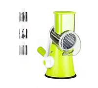 Louttary Cortador de Verduras Giratorio Manual, Rallador de Queso y Verduras para Cocina, con 3 Tambores Afilados de Acero Inoxidable, Verde