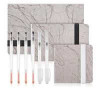 Louttary Cuaderno de dibujo de 3 piezas de papel de acuarela con 6 lápices de acuarela, diario de acuarela en 3 tamaños, papel de algodón de 300 g/m²