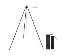 Louttary Estante de almacenamiento de aleación de aluminio negro para colgar trípode para exteriores, juego de barras transversales portátiles, soporte retráctil para colgar macetas, fácil de usar