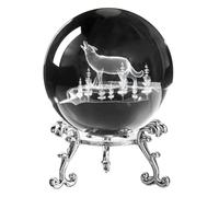 Louttary Estatuilla Decorativa de Bola de Cristal Estrellada Grabada con en 3D, Pisapapeles con Esfera de Cristal de 60 mm con Soporte, Manualidades Decorativas C