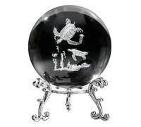 Louttary Estatuilla Decorativa de Bola de Cristal Estrellada Grabada con en 3D, Pisapapeles de Esfera de Vidrio de 60 mm con Soporte, Manualidades Decorativas D