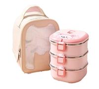 Louttary Fiambrera aislada de acero inoxidable 304 con, caja bento apilada, portátil, caja de comida dulce, contenedor de alimentos a prueba de fugas, duradero B