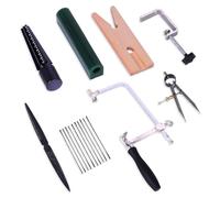 Louttary Hoja de sierra, aguja de banco, pinzas, cera, lima de agujas, calibrador, anillo como se muestra, plástico + metal + kit de fabricación de cera hecho a mano