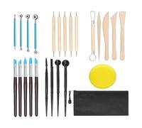 Louttary Juego Arcilla Polimérica 24 Piezas, Herramientas Alfarería, Kit Alfarería, Herramientas para Esculpir Arcilla, Juego Herramientas Punta con Lápiz Óptico Bola Secado Al Aire
