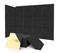 Louttary - Juego de 12 paneles acústicos con paneles autoadhesivos de espuma a prueba de sonido de 12 x 12 x 0,4 pulgadas, azulejos para negras
