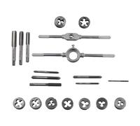 Louttary Juego de 20 machos y terrajas métricas M3-M12, tapones roscados, escariador cónico, herramientas