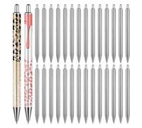 Louttary Juego de 30 bolígrafos epoxi de acero inoxidable, para manualidades, personalizables, tinta negra con escritura suave, lápices de metal