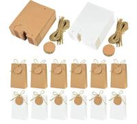 Louttary Juego de 50 cajas de regalo de papel kraft con cuerda, bolsas de regalo retro para caramelos/galletas, accesorios de boda, cumpleaños, paquete de regalo de Navidad