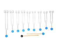 Louttary Juego de 9 diapasones con martillos para curación, terapia de sonido, meditación, yoga, alivio del estrés, duradero, plata