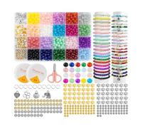 Louttary Kit de fabricación de pulseras de cuentas de cristal, con cordón elástico, anillo de joyería, regalo para niñas de 6 a 12 años